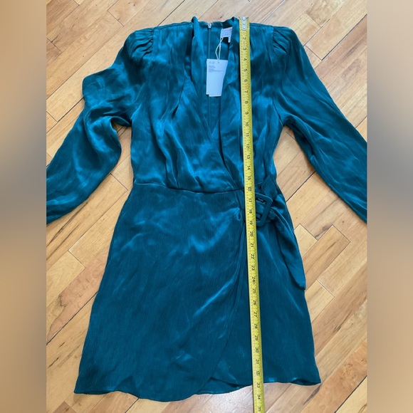 & Other Stories Satin Buckle Tie Mini Wrap Dress in Green - Picture 8 of 13